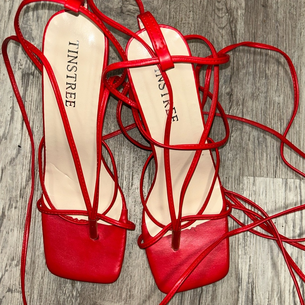 Women's Red Strappy Heels
